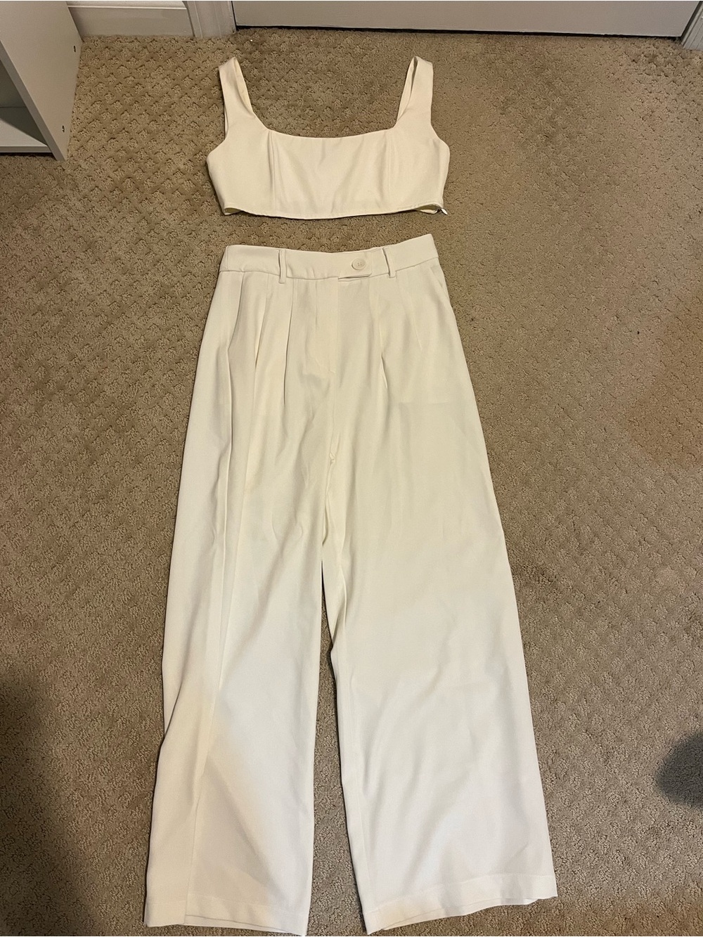Princess Polly White Two-Piece Wide Leg Jumpsuit Set